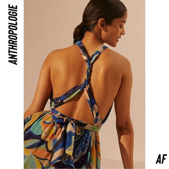 ANTHROPOLOGIE ALEXANDRA FARMER VIBRANT FLORAL PRINT MAXI DRESS NEW SIZE MEDIUM - Picture 7 of 12